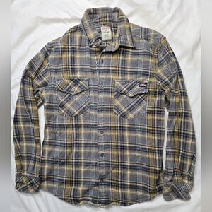 DICKIES Heavy Flannel Plaid Button Down Long-sleeve Shirt Size Small